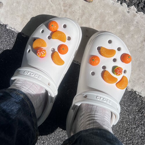 橘子汽水洞洞鞋鞋花鞋扣仿真桔子crocs装饰扣适配卡洛驰配件