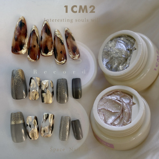 金属高密闪光泽艺术肌理 古法银 1CM2原创美甲 艺术浮雕胶涩古银