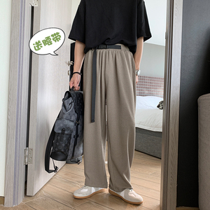 送腰带~夏季垂感冰丝休闲宽松直筒裤 501-1-K296-P45图片