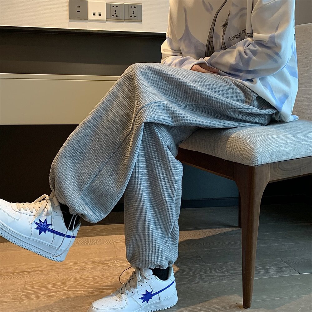 华夫格加绒休闲卫裤男女同款2501-1,男装休闲裤,星座501-1