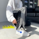 加绒加厚拉链开叉条纹卫裤501-1-Y606，男装休闲裤，星座501-1