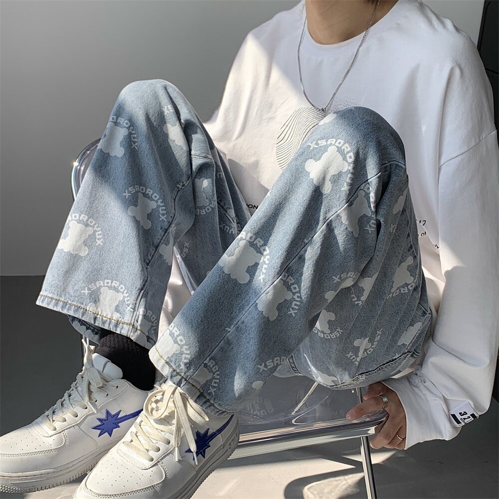 1111潮牌小熊印花牛仔裤男501-1-NZ908-P55,男装牛仔裤,星座501-1