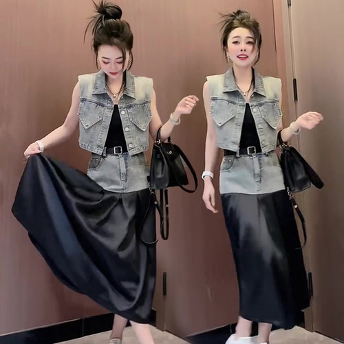 设计感时尚套装裙女夏季爆款拼接