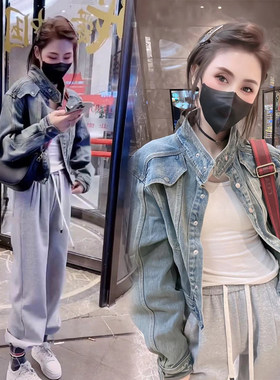 欧货春秋季复古怀旧牛仔短外套女