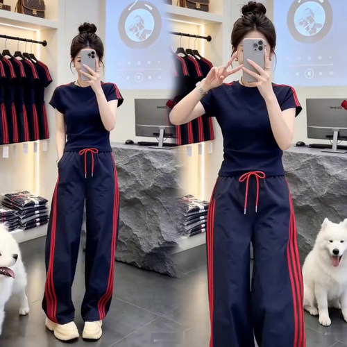 韩版休闲运动套装女直筒裤两件套