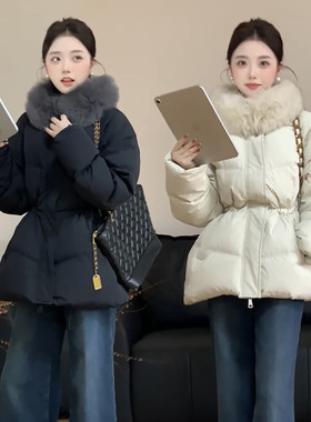 冬季新款围巾领棉衣外套女棉服
