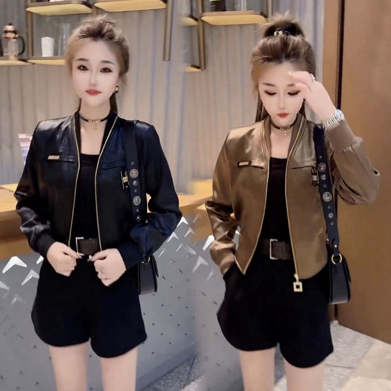 欧货2025春秋新款韩版时尚洋气质pu皮衣女夹克外套机车服短款上衣