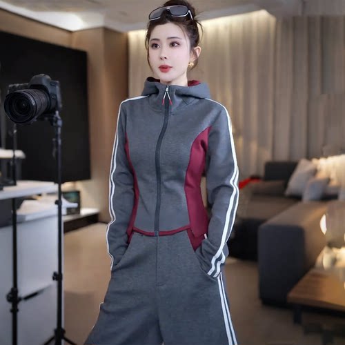 春秋新款港风复古运动服套装女