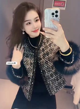秋冬新款小香风粗花呢短外套女