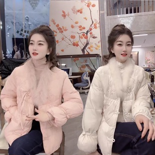 中式国潮民族风棉服女外套新款2025冬季复古刺绣宽松保暖加厚棉衣