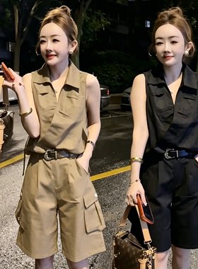 时尚工装套装女夏短裤一整套