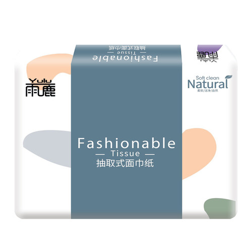 雨鹿抽取式面巾纸原生木浆湿水破
