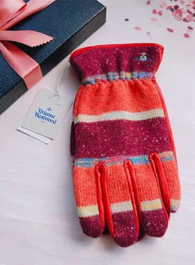 日本VIVIENEN薇薇安羊皮羊毛秋冬男手套机车风双层保暖刺绣土星现