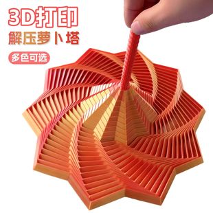 3d打印手柄六边形螺旋塔错觉立体旋转解压神器儿童玩具萝卜塔