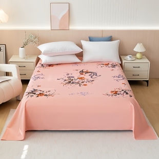 国民床单单件纯棉不跑床80年代怀旧传统牡丹花老粗布被单 上海老式