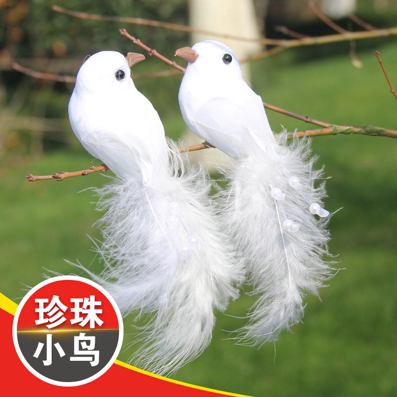 装饰仿真小鸟森系捆绑树枝动物泡沫假鸟工艺品艺术田园羽毛鸟