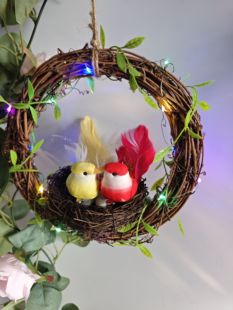 鸟窝鸟巢小鸟用品鸟笼草编户外田园花园庭院仿真装饰品农家乐挂件