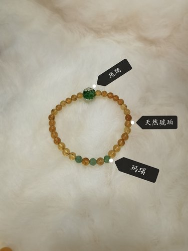 五行通关手串，缅甸琥珀手串之水克火，用木通关