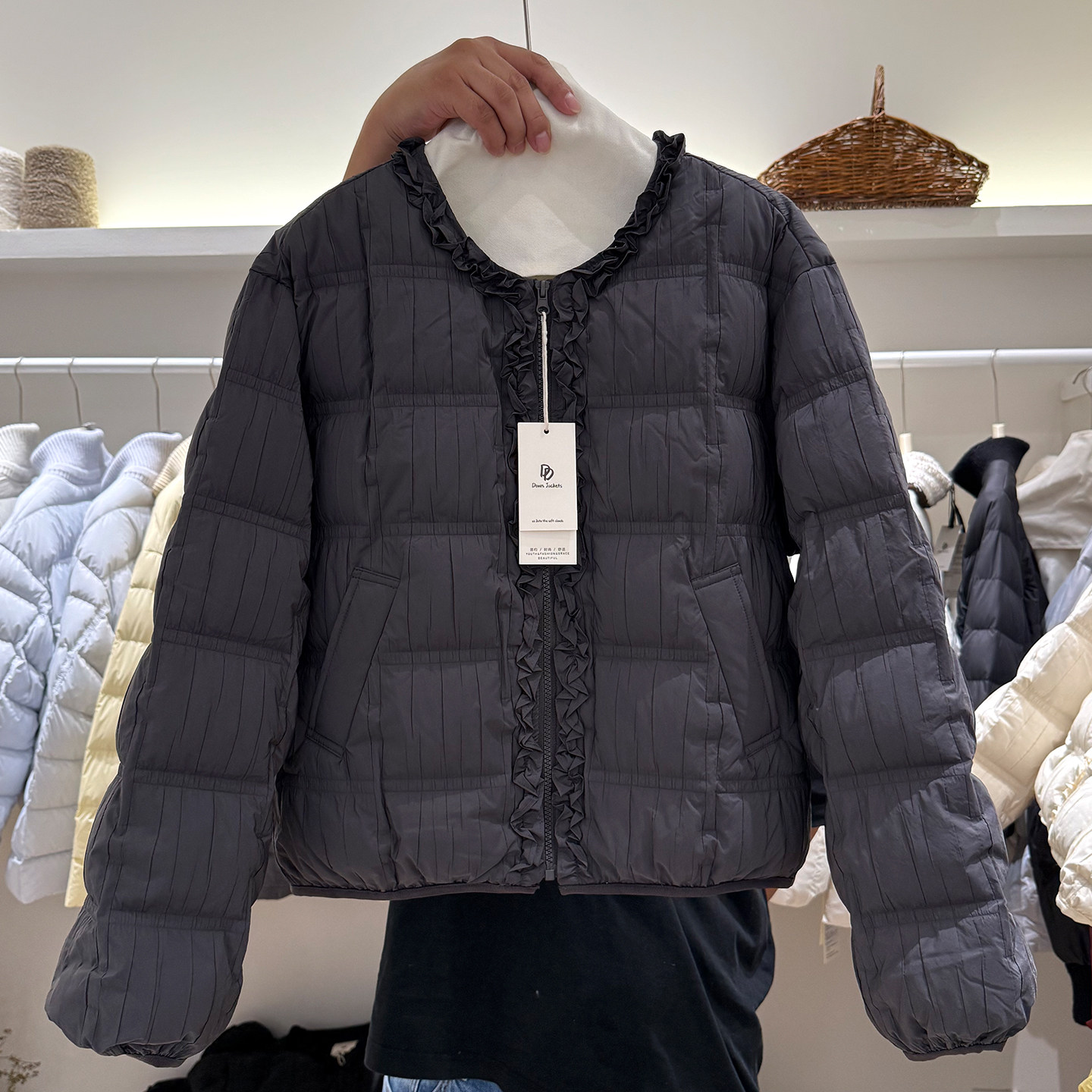 法式甜美风羽绒服女短款90白鸭绒