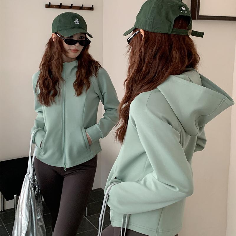 欧洲站连帽开衫卫衣女2025春秋新款休闲双拉链瑜伽服外套lu家同款