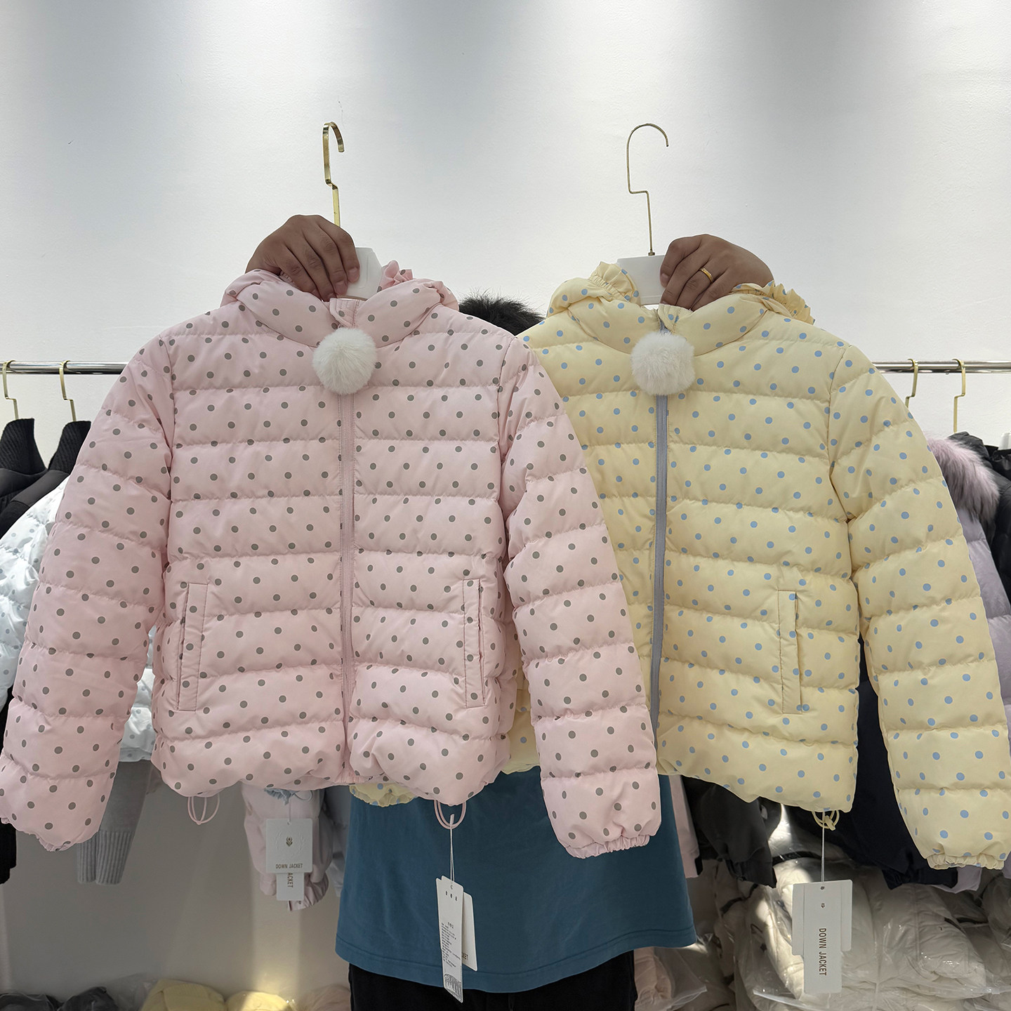 韩系甜美波点短款羽绒服秋冬保暖