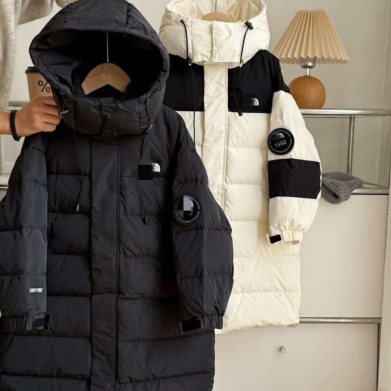 2025新款中长款羽绒服男女童冬季加厚连帽撞色设计感保暖外套