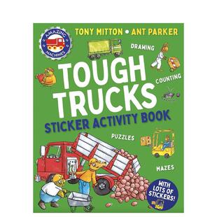 【预售】【神奇机器】硬卡车贴纸活动书 【Amazing Machines】Tough Trucks Sticker Activity Book 原版英文儿童趣味 进口图书