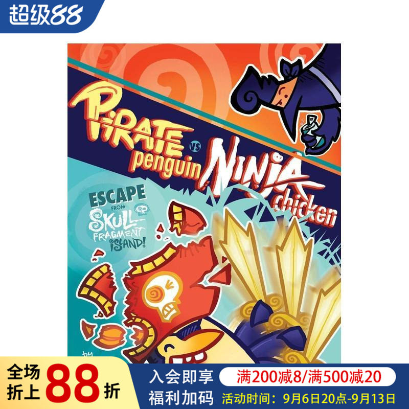 【预售】海盗企鹅大战忍者鸡 卷2：逃离骷髅碎片岛！ Pirate Penguin vs Ninja Chicken Volume 2原版英文儿童漫画 全彩奇趣冒险