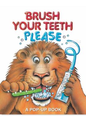 【现货】请刷牙立体书 Brush Your Teeth, Please: A Pop-up Book 英文原版低幼儿童爱牙护齿绘本启蒙立体书2-5岁 习惯培养