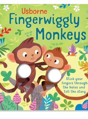 【预售】【指尖互动书】轻轻摇晃手指的猴子 【Fingerwiggles】Fingerwiggly Monkeys 英文儿童漫画绘本原版图书外版进口书籍Usbo