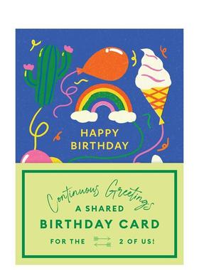 【预售】无价的时间胶囊：我们的生日贺卡书Continuous Greetings: A Shared Birthday Card for the Two of Us 原版英文图书