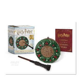 英文原版 Hogwarts 现货 Set Wreath Christmas Potter and 创意圣诞礼物 哈利·波特：霍格沃茨圣诞花环和魔杖套装 Wand Harry