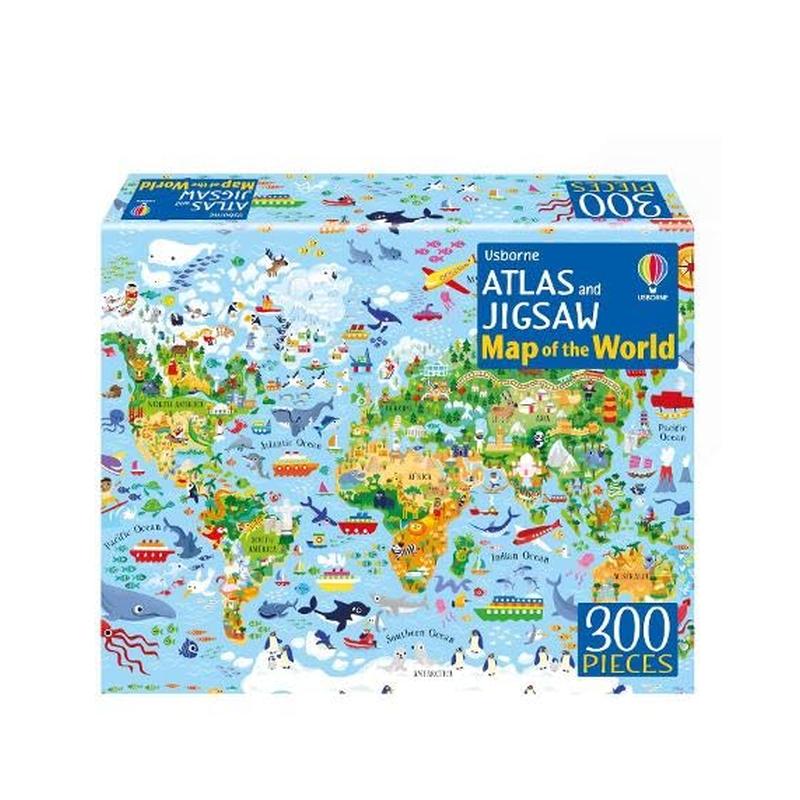【预售】【尤斯伯恩地图册+拼图】世界(新版) 【Usborne Atlas and Jigsaw】The World 原版英文儿童趣味