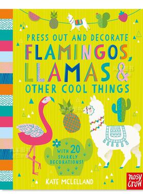 【预售】【迷你趣玩】火烈鸟、骆驼与其它动物 【Press Out and Decorate】 Flamingos, Llamas and Other Cool Things英文儿童趣