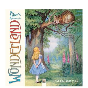 艺术日历 Adventures 预售 2026年挂历 原版 进口图书 Calendar Alice 爱丽丝梦游仙境 Wonderland 日历 Wall