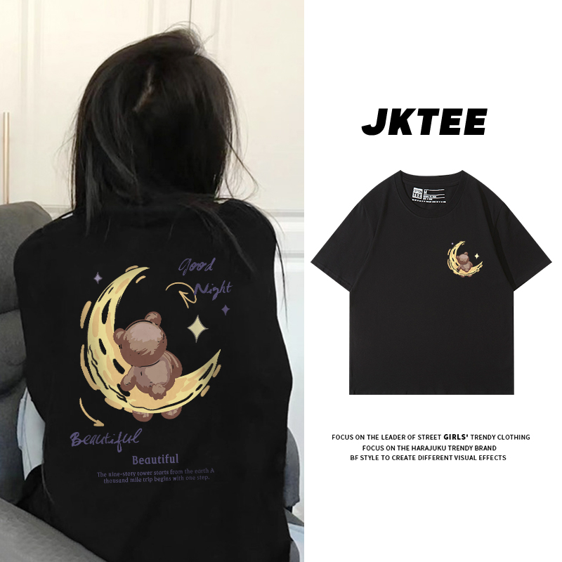 纯棉印花短袖t恤女宽松夏