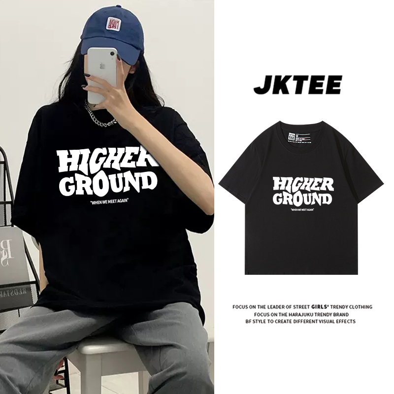 jktee黑色短袖t恤女2025新款爆款夏季纯棉显瘦半袖美式潮牌高级感