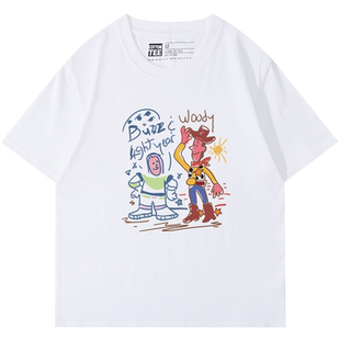 原创设计师品牌纯棉t恤男短袖美式高街嘻哈宽松灰色圆领半袖上衣