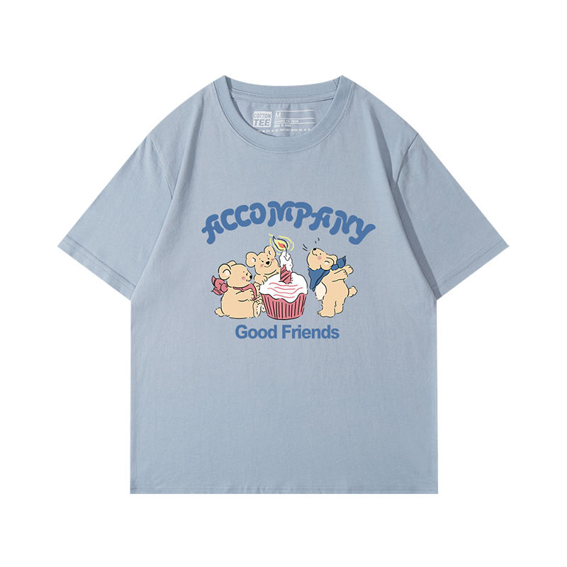 纯棉印花短袖t恤女宽松夏