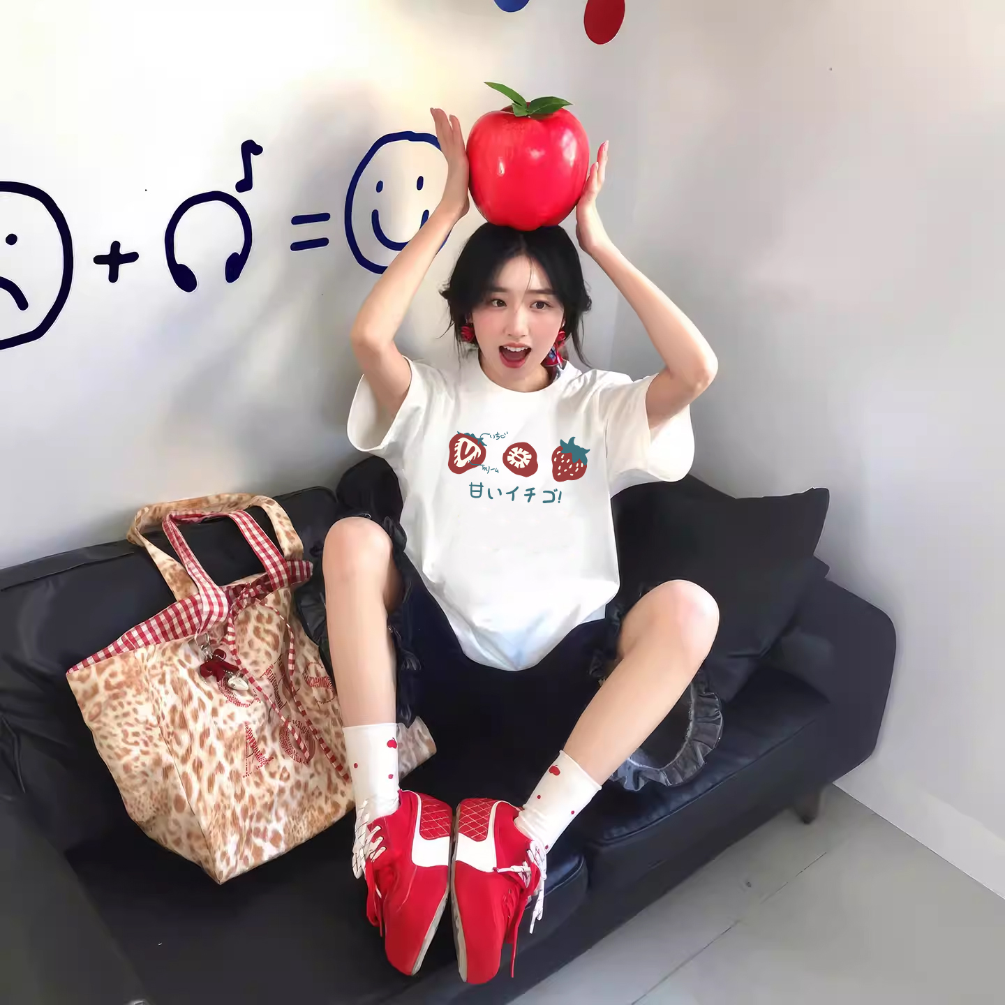 纯棉印花短袖t恤女宽松夏