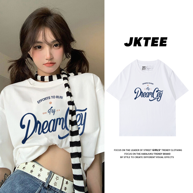 纯棉印花短袖t恤女宽松夏