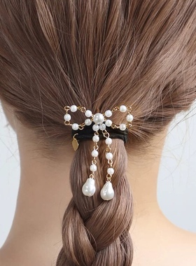 日本本土Ane mone新款发绳发饰流苏马尾发钩珍珠马尾勾头饰