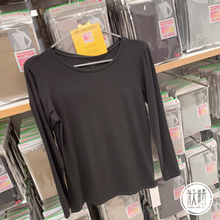 日本本土UNIQLO优衣库heattech系列圆领长袖女款保暖上衣打底