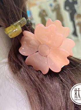 日本本土ane mone清新亚克力花朵抓夹鲨鱼夹超仙马尾盘发夹女