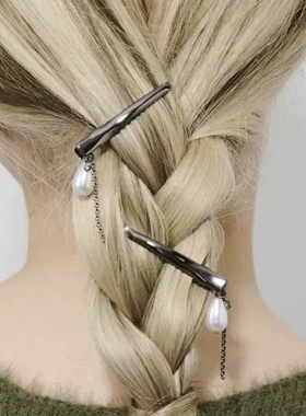 日本本土代购GOLDY鸭嘴夹小众设计感金属复古盘发夹对夹时尚发夹