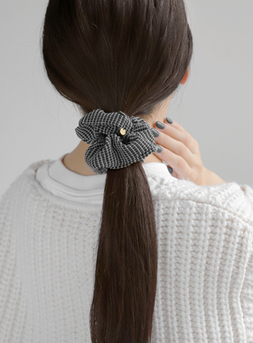 日本本土ane mone秋冬优雅大肠发圈气质格纹头绳后脑勺扎马尾