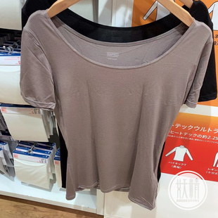 日本本土Uniqlo优衣库自发热HEATTECH短袖T恤圆领女半袖打底