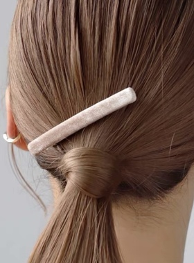 日本本土ANE丝绒秋冬新款边夹刘海一字夹天鹅绒方形发夹