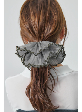 日本本土代购Goldy复古法式蕾丝大肠发圈女荷叶边优雅马尾扎头绳