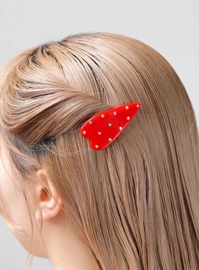 日本本土Ane mone日系刘海夹发饰女红色爱心发夹鸭嘴夹侧边夹